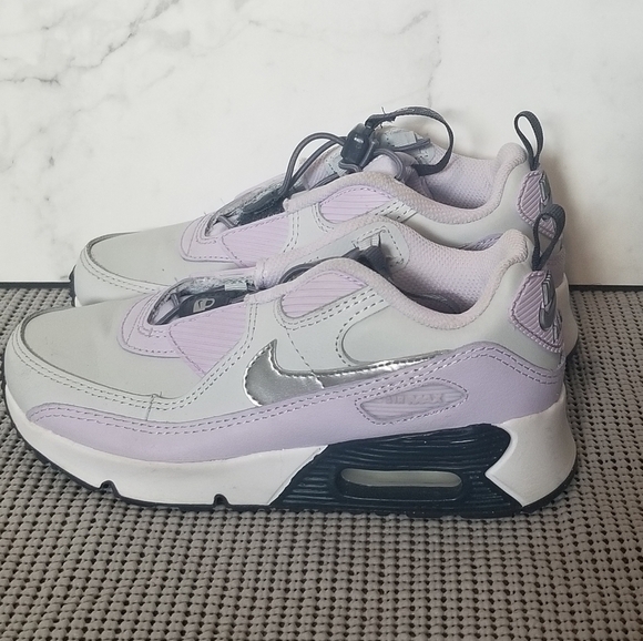 Nike Air Max 90 Toggle TD Pure Platinum Violet Kids Sneakers Shoes 1.5 Youth - Picture 7 of 10
